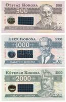 2012. 500K-20.000K (6xklf) Balatoni Korona helyi pénz, mindegyik 005010 sorszámmal, 2020. december 31-ig meghosszabbított érvényességű matricával T:I-II