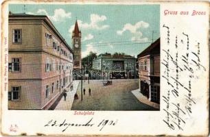 1903 Szászváros, Broos, Orastie; Schulplatz / Iskola tér, gyógyszertár. H. Graef kiadása / street vi...