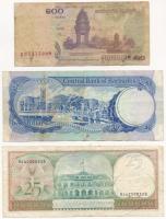 3db-os bankjegy tétel, benne Barbados 1980. 2D, Suriname 1985. 25G, Kambodzsa 2001. 100R T:III
3pcs...