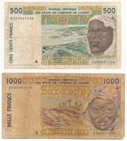 Nyugat Afrikai Államok / Szenegál 1991. 1000Fr (3x) + 1993. 500Fr T:III,III-  Western African States / Senegal 1991. 1000 Francs (3x) + 1993. 500 Francs C:F,VG