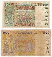 Nyugat Afrikai Államok / Szenegál 1991. 1000Fr (3x) + 1993. 500Fr T:III,III- 
Western African State...