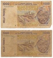 Nyugat Afrikai Államok / Szenegál 1991. 1000Fr (3x) + 1993. 500Fr T:III,III- 
Western African State...