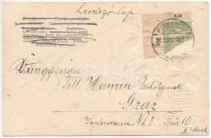 1906 Herzlichen Glückwunsch zum Neuen Jahre / New Year greeting art postcard with clovers. Emb. lith...