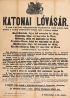 1896 Bp., Katonai lóvásár hirdetménye, restaurált, 62×47 cm