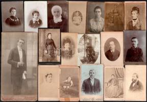 cca. 1880-1900 vegyes fotók, vizitkártyák, jópár sérült állapotban. cca. 34 db