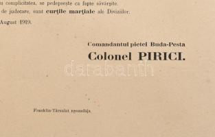 1919 Bp., Cenzúra életbeléptetéséről szóló rendelet, Pirici ezredes, restaurált, 47×61 cm