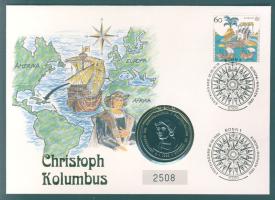 Dominikai Köztársaság 1992. 1P "Christoph Kolumbus" érmés borítékon, elsőnapi bélyegzős NSZK bélyeggel, ismertetővel T:1