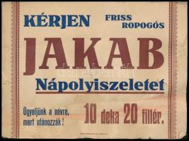 cca 1920-40 Jakab nápolyiszelet, reklám vagy csomagolás, karton, foltos, 15x20 cm.