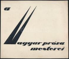 Jelzés nélkül, feltehetően Galambos Margit (?-?) grafikus: A Magyar Próza Mesterei, art deco könyvborító terv, 1929 körül. Tus, ceruza, papír. Lapon apró foltokkal. 20x23,5 cm.