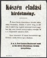 1863 A cs. kir. Pest-Losonc_besztercei vasút és Szent István kőszénbánya társulat kőszén eladási hirdetménye 21x26 cm