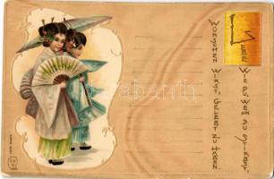 Geisha. E.S.D. Serie 8051. Art Nouveau, Emb. litho (lyuk / pinhole)