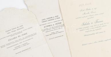 cca 1900 Hódmezővásárhely, vegyes szecessziós esküvői meghívó tétel, 10 db