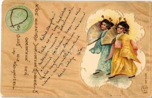 1901 Geisha. E.S.D. Serie 8051. Art Nouveau, Emb. litho (lyuk / pinhole)