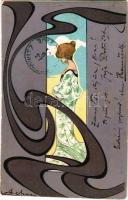 1901 Art Nouveau lady. A.G.M. litho (EK)