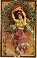 1907 Gypsy lady. Floral, litho (EK)