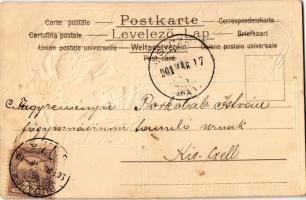 1901 Art Nouveau lady. Edgar Schmidt Serie 8072. Emb. litho (lyuk / pinhole)