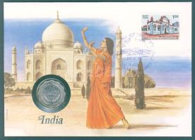 India 1974. 10P érmés borítékon, alkalmi bélyegzős bélyeggel, ismertetővel T:1