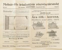 cca 1920 Molnár- féle íróalzatgyár rt képes reklám nyomtatvány 42x36 cm