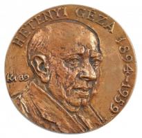 Kalmár Márton (1946-) 1989. Hetényi Géza 1894-1959 egyoldalas, öntött bronz emlékérem (91mm) T:1-