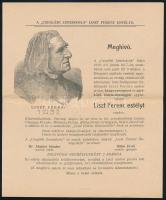 1913 Ceglédi zeneiskola Liszt hangversenye reklám nyomtatvány 4 p.