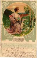 1902 Wohl weiss ich einen Kranz zu winden... Serie Liebesträume Art Nouveau, floral, litho (fl)