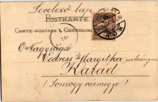 1902 Nacht. Meissner & Buch Künstler-Postkarten Serie 1096. "Die vier Tageszeiten" Art...