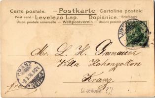 1906 Herzens-Grüsse / Art Nouveau lady with hearts. litho (fa)