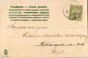 Boldog Újévet! / New Year greeting art postcard with clock, horseshoe, clover and pig. litho (EK)