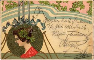 1901 Art Nouveau lady. A. Sockl Wien No. 970. litho (szakadás / tear)