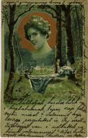 1902 Art Nouveau lady. litho