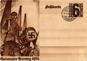 1934 Nationaler Feiertag / NSDAP German Nazi Party working class propaganda, swastika + 6 Ga. (EB)
