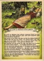 Es wollt ein Mädchen früh aufstehn... / WWII German military art postcard