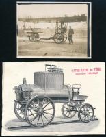 cca 1910 Mátrai Antal tűzoltószergyára reklám nyomtatványok és fotók