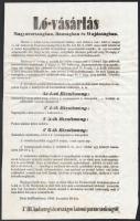 1856 Lóvásárlási hirdetmény a hadsereg számára. 26x40 cm