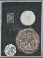 ~1981. "Képíró Zoltán emlékére" plakett, kisplasztika, fém és gipsz emlékérem összeállítás...