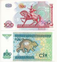 Üzbegisztán 1997. 200S + 1999. 500S T:I- 
Uzbekistan 1997. 200 Sum + 1999. 500 Sum C:AU