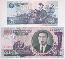 Észak-Korea 1998. 5W + 2006. 5000W T:I,I- North Korea 1998. 5 Won + 2006. 5000 Won C:UNC,AU
