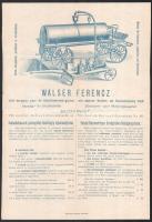 cca 1900 Walser Ferenc tűzoltószerek gyár a grafikus reklám nyomtatvány 20x 30 cm