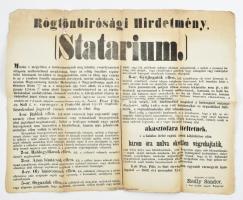 1863 Rögtönbírósági hirdetmény pestpilis vármegyében elkövetett bűncselekmények miatt 55 x 45cm