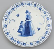 Delft jelzett fajansz tányér, kopott, d:18cm