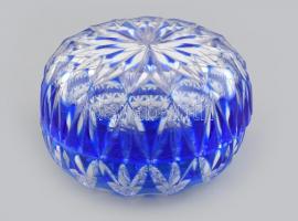 Kék ólomkristály bonbonier, hibátlan, d: 12 cm