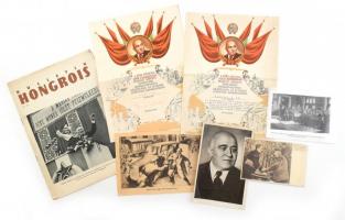 1946-1950 Nyomtatványok, képeslapok Rákosi Mátyás arcképével, 6 db