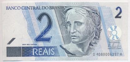 Brazília DN (2009) 2R D 4088006397 A T:I kissé hullámos papír Brasil ND (2009) 2 Reais D 4088006397 A C:UNC slightly wavy paper Krause P#249h
