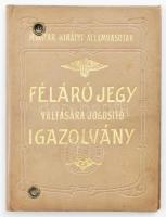 1912 Réthi Lajos nyug. kir. tanácsos fényképes félárú jegy váltására jogosító igazolvány, aranyozott egészbőr-kötésben