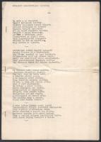 1941 Budapesti Gázművek belső használatra írt vers főnökökről, kollégákról sok humorral, Perényi Bélánétól, 6p