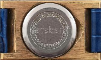 Glashütte 17 köves kézi fehúzós art deco óra, bőr szíjjal, 40x22 mm