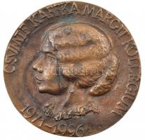 1996. CSVMF Kaffka Margit Kollégium 1971-1996 egyoldalas, öntött bronz emlékérem (75mm) T:1- kis patina