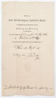 1862 Bécs, Alhadnagyi kinevezés a 28. gyalogezred kötelékébe, Benedek Lajos táborszernagy, mint ezredtulajdonos eredeti aláírásával, szárazpecséttel, 35,5x22 cm