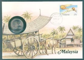 Malajzia 1977. 50s bélyeges érmés borítékon, ismertetővel T:1