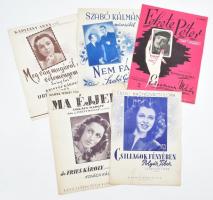 1941-1948 5 db kotta, a borítókon korabeli sztárok fotóival (Nagykovácsi Ilona, Lukács Margit, Ajtay Andor, stb.), vegyes állapotban